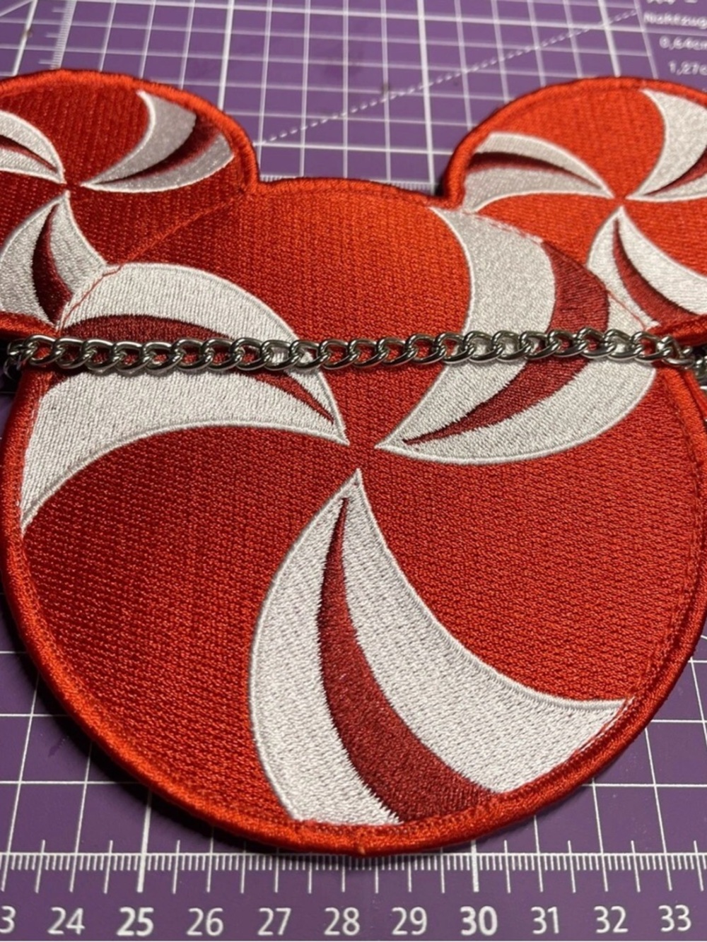 HARVEYS Red & White Peppermint Mickey coin purse with Silver Chain